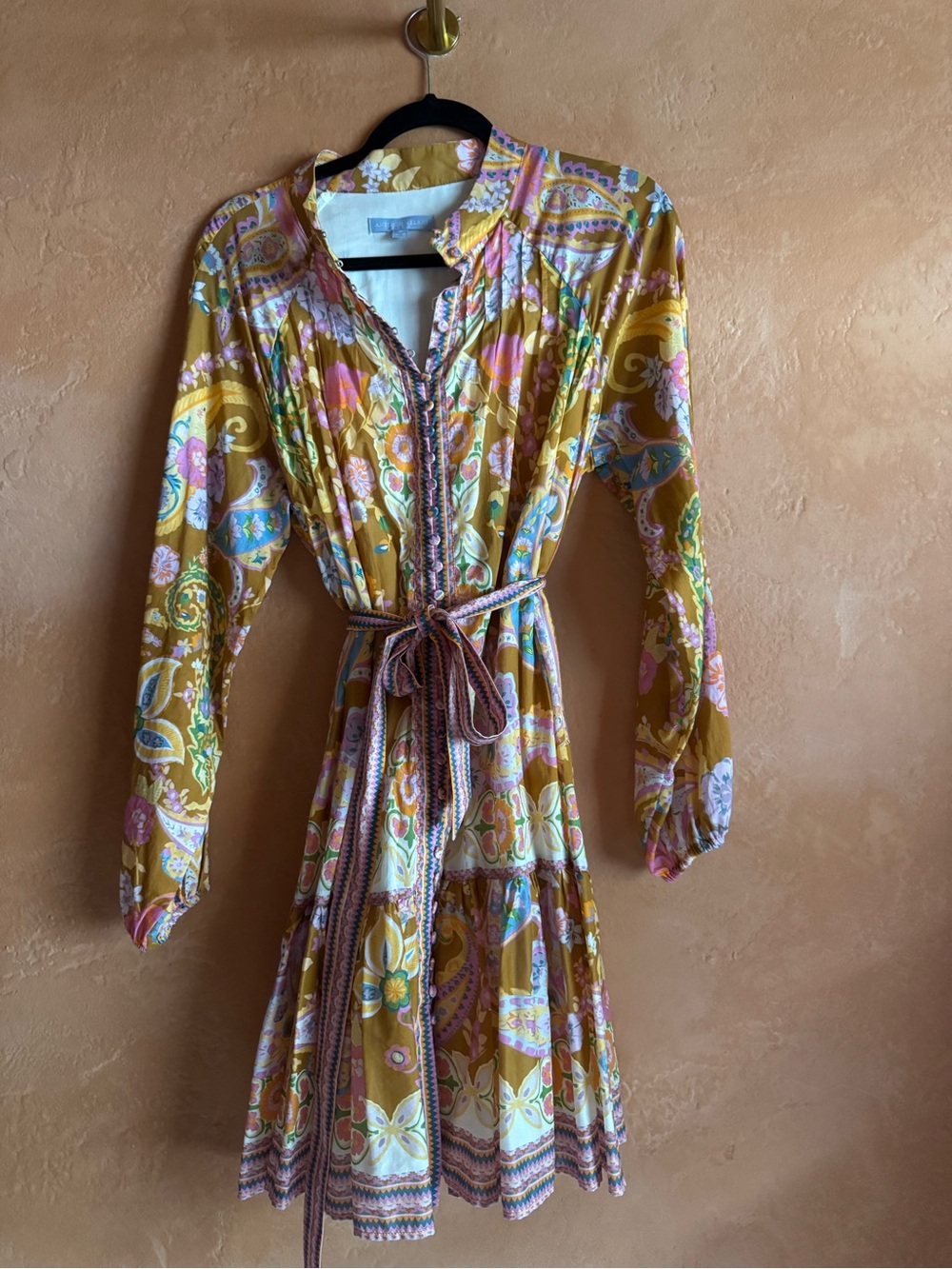 Antonio Melani Floral Paisley Cotton Belted Dress Boho Size 10